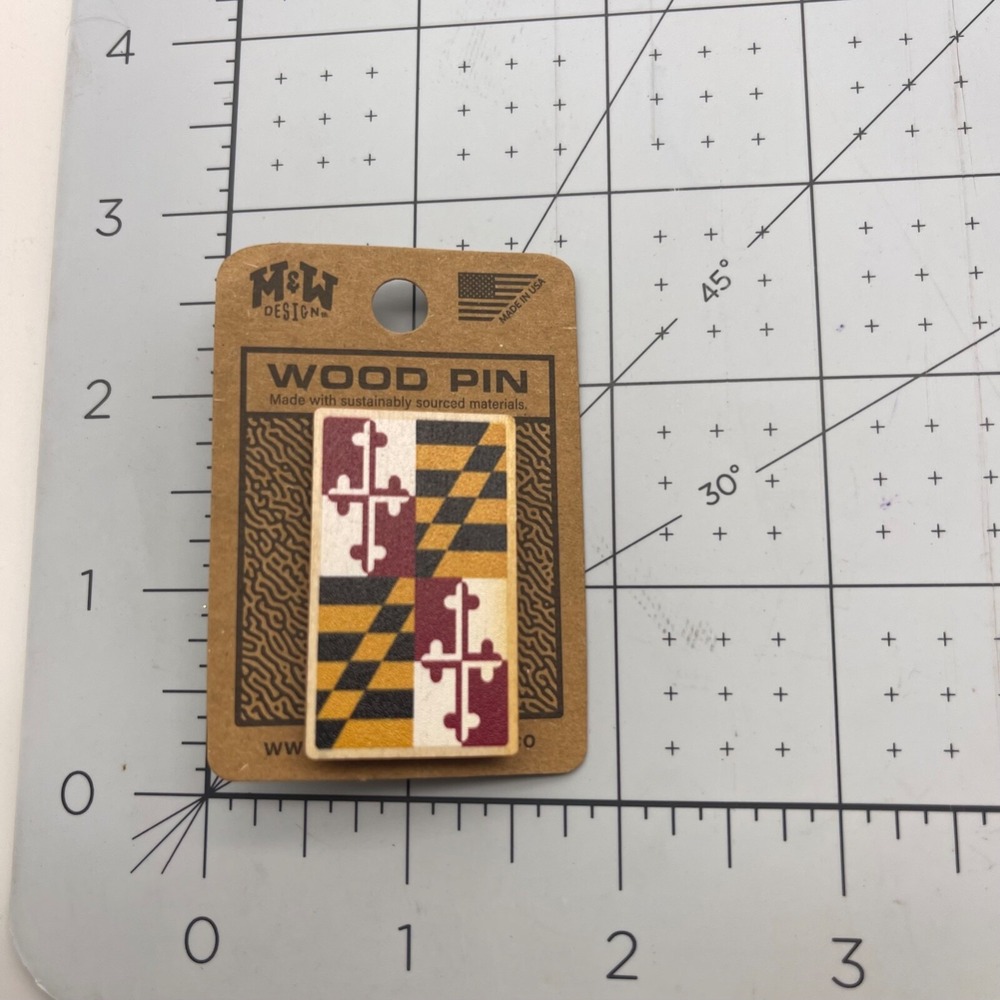 Metal and Wood Co Wood Pin Travel Maryland State Flag State Pride MD